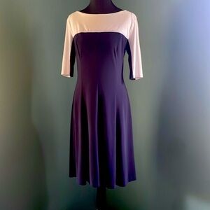 Chaps white and navy blue dress